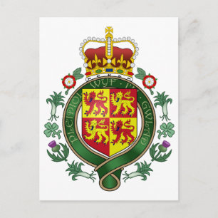 Offizieller Wales-Wappen-Heraldry-Symbol Postkarte