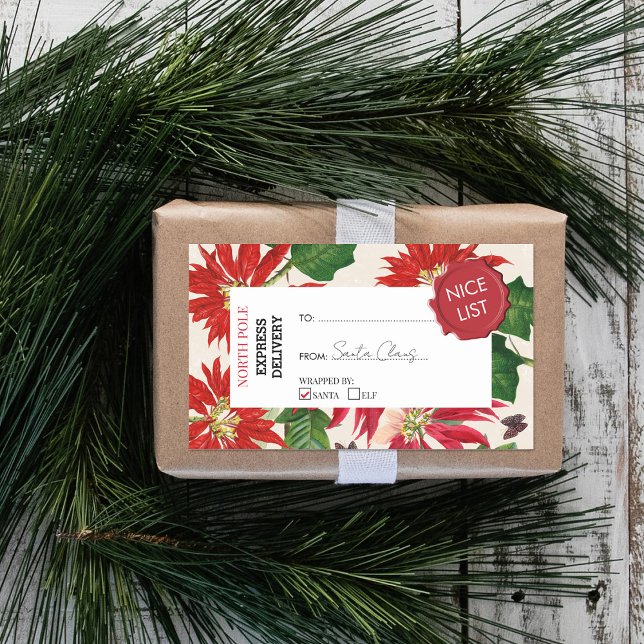 Offizieller Weihnachtsgeschenk Gegenwart Nordpol R Rechteckiger Aufkleber (Official Santa Claus Gift Present From North Pole Rectangular Sticker)