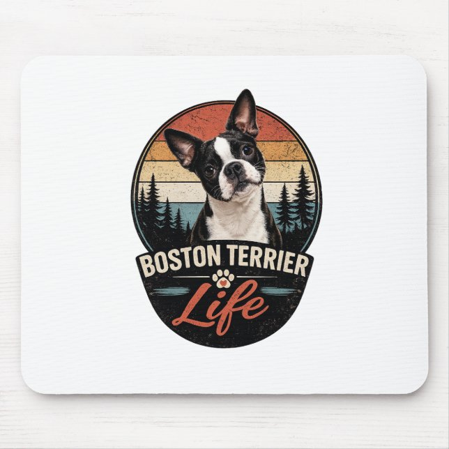Offizielles Boston Terrier Life Logo Mousepad (Vorne)