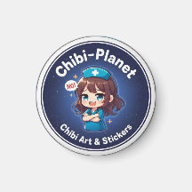 Offizielles Chibi-Planet-Logo: freches Pflege-Magn