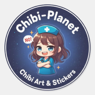 Offizielles Chibi-Planet-Logo: Sassy Nursing-Aufkl Runder Aufkleber