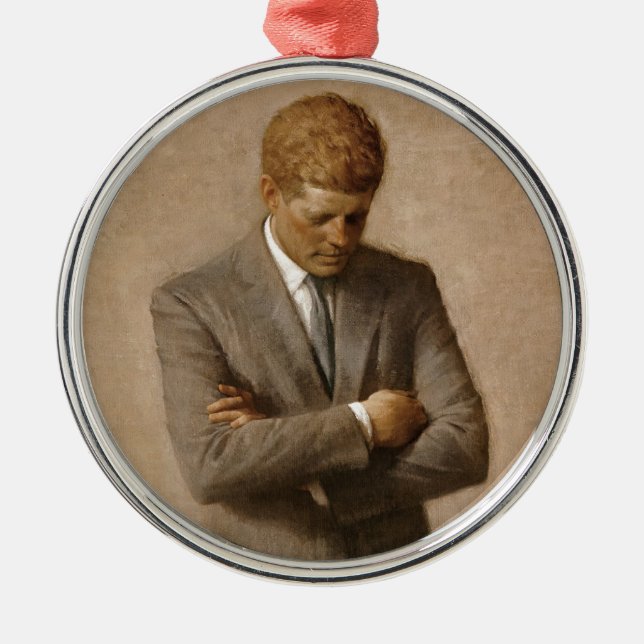 Offizielles das Haus-Porträt John F. Kennedy Silbernes Ornament (Vorne)