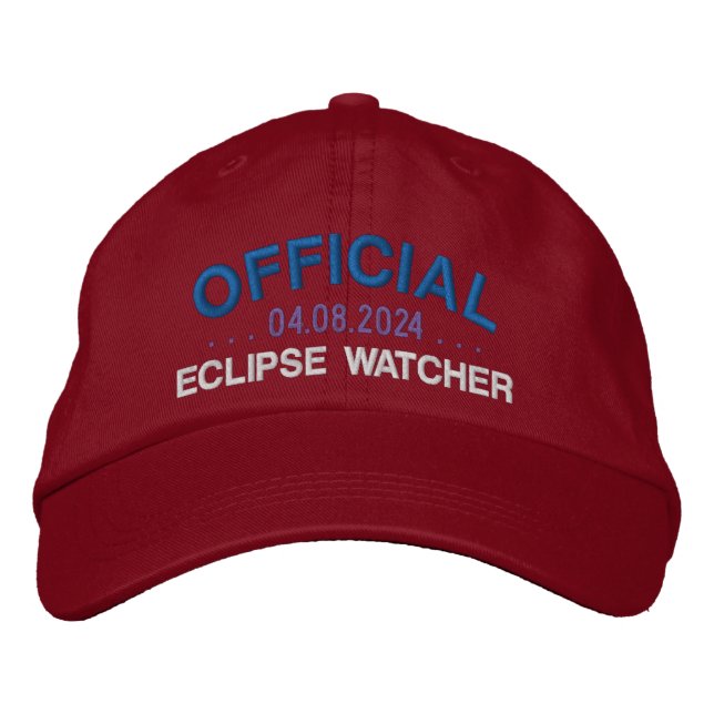 Offizielles Eclipse Watcher Fun Sprichwort Red Bestickte Baseballkappe (Vorderseite)