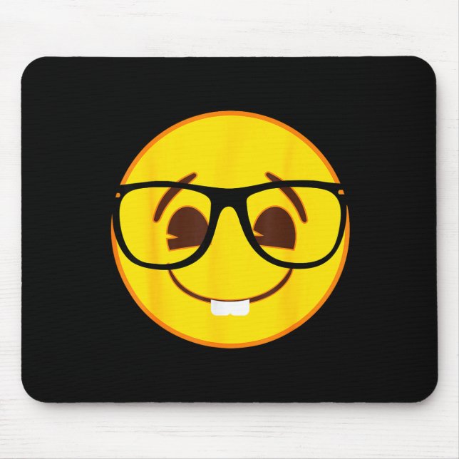 Offizielles Emoji Nerd Gles Gelbes Smiley-Gesicht  Mousepad (Vorne)