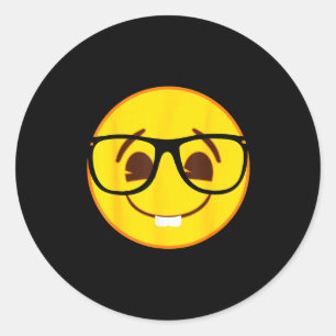 Offizielles Emoji Nerd Gles Gelbes Smiley-Gesicht Runder Aufkleber