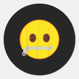 Offizielles Emoji Reißverschluss Mund Gelbes Läche Runder Aufkleber