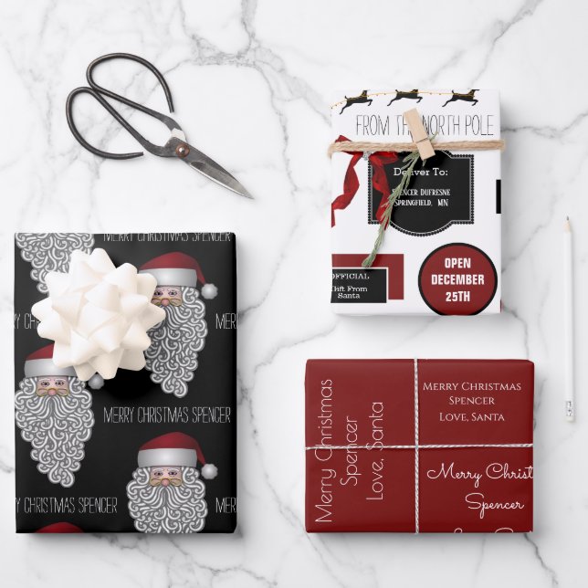 Offizielles Geschenk vom Weihnachtsmann Personalis Geschenkpapier Set (Vorderseite)
