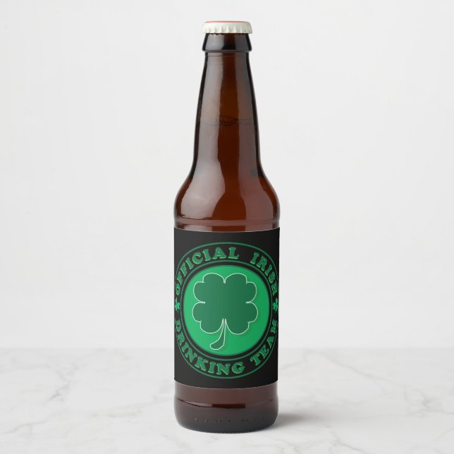Offizielles irisches Trinkteam Bierflaschenetikett (Vorderseite)