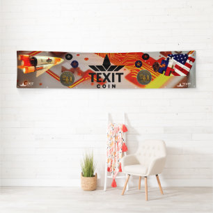 Offizielles LOGO von Texit Coin mit Raketenschiff Banner