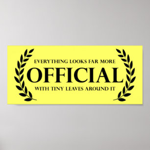 Offizielles lustiges Poster-Schild mit Blättern Poster