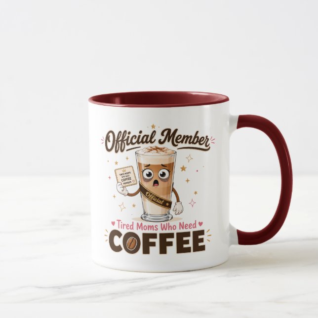 Offizielles Mitglied Müde Mütter, die Kaffee brauc Tasse (Rechts)