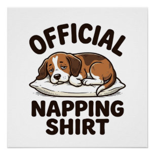 Offizielles Napping-Shirt Sleepy Dog Vintage-Desig Poster