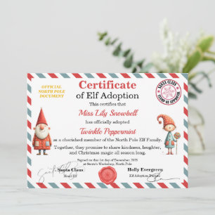 Offizielles Nordpol-Elfen-Adoptionszertifikat Einladung