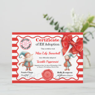 Offizielles Nordpol-Elfen-Adoptionszertifikat  Einladung