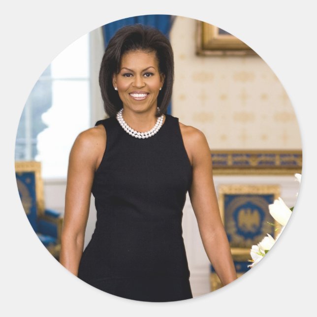 Offizielles Portrait von First Lady Michelle Obama Runder Aufkleber (Vorderseite)