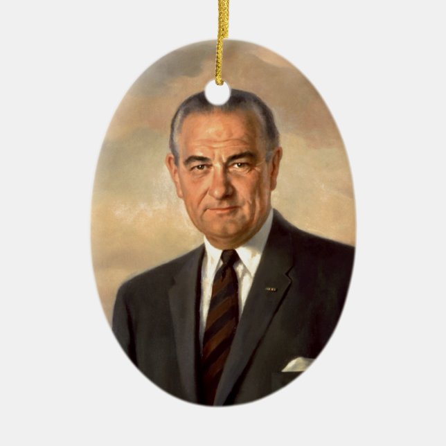 Offizielles Porträt Lyndon Johnson Keramikornament (Vorne)