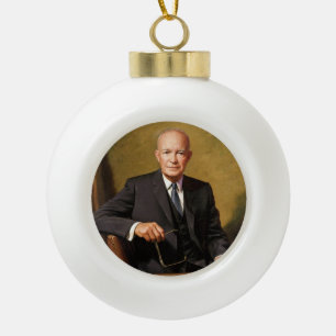 Offizielles Porträt von Präsident Dwight Eisenhowe Keramik Kugel-Ornament