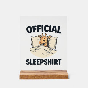 Offizielles Schlafshirt Giraffe Lustiges Schlaf Sh Acrylschild