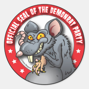 OFFIZIELLES SIEGEL der DEMON-RATTE PARTEI Böser Na Runder Aufkleber