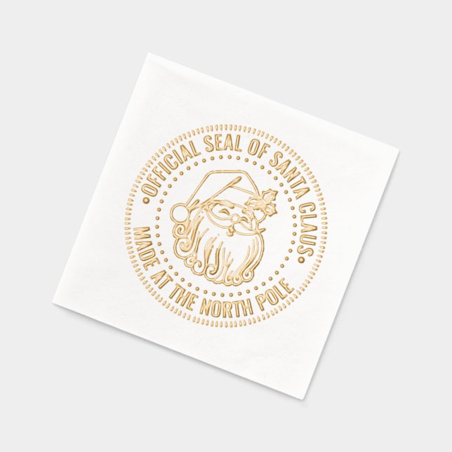 Offizielles Siegel Santa, Made at the North Pole # Servietten Mit Folie (Links)