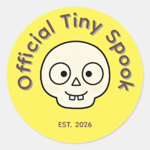 Offizielles Tiny Spook Skelett Halloween Partygesc Runder Aufkleber