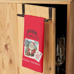Offizielles vintage Küchenhandtuch Nordpol Santa Geschirrtuch