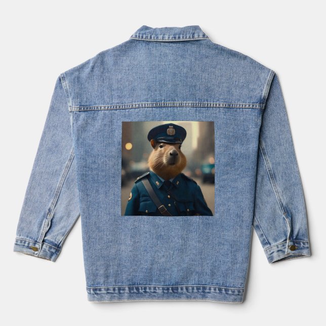 Offizier Capybara: FriedensBehalt, Jeansjacke (Rückseite)
