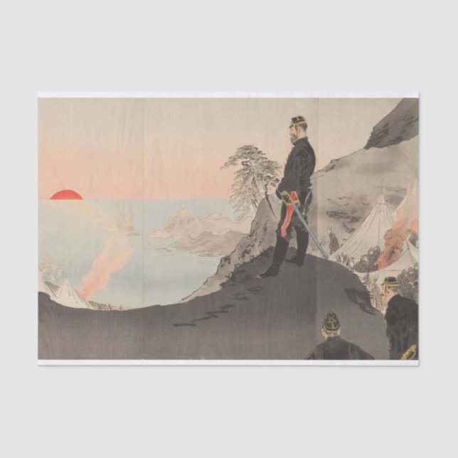 Offiziere und Männer bewundern die aufstrebende So Seidenpapier (Vorderseite)