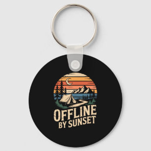 Offline bei Sonnenuntergang Retro-Camping-Bergaben Schlüsselanhänger
