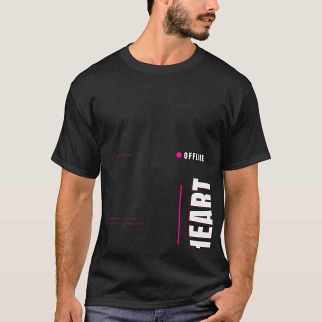 Offline Heart Tech-Typografie-Design T-Shirt (Vorderseite)