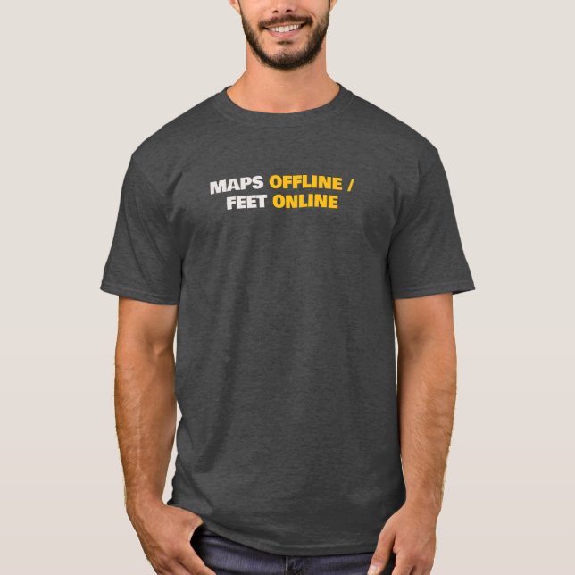 Offline-Karten Füsse Online Minimaler Text T-Shirt (Vorderseite)