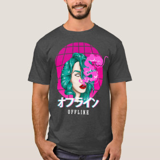 Offline-Rauchen Mädchen japanische Ästhetik T-Shirt