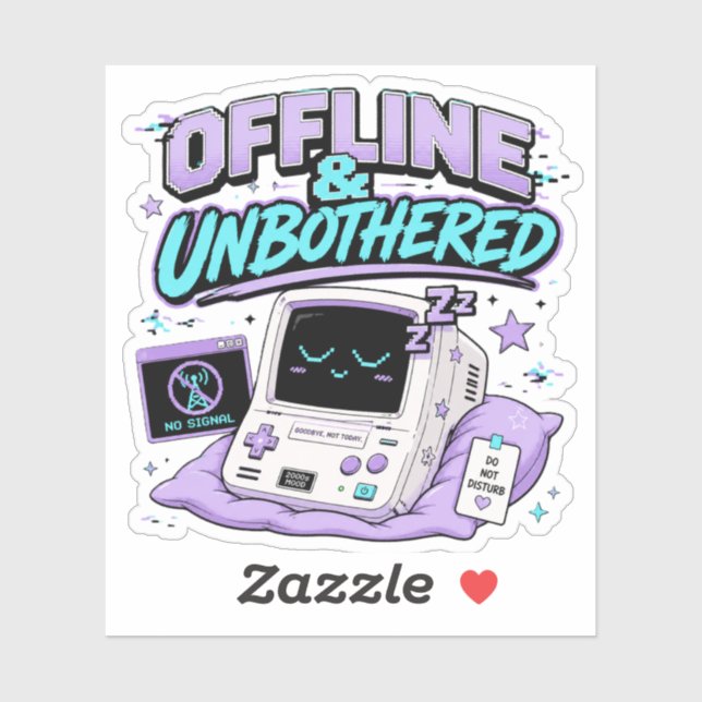 Offline und ungestört Retro Aufkleber (Blatt)