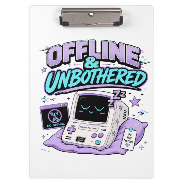 Offline und ungestört Retro Aufkleber Klemmbrett (Vorderseite)