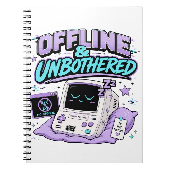 Offline und ungestört Retro Aufkleber Notizblock (Vorderseite)