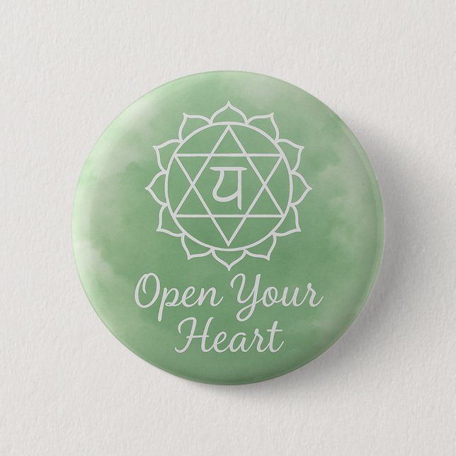 Öffne Dein Herz Anahata Herzchakra Spiritualität Button (Vorderseite)