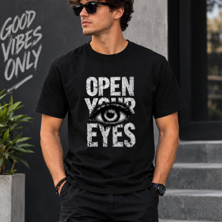 Öffne deine Augen Gothic Eye Typografie T-Shirt
