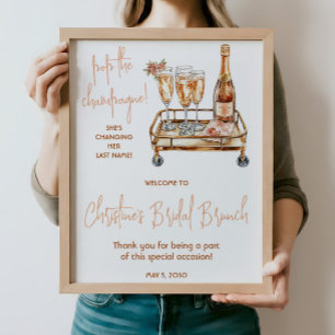 Öffne den Champagner! Gold- und Rosafarbenes Willk Poster
