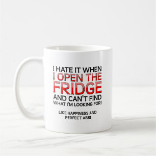 Öffne den Kühlschrank Lustiger Becher Kaffeetasse