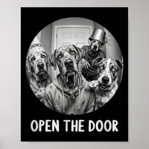 Öffne die Tür Zombie-Hunde Lustiger Halloween-Hund Poster