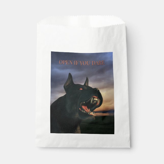 Öffne, wenn du wagst. Großer, schwarzer Hund Geschenktütchen (Vorderseite)