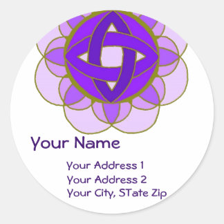 "Öffnen der Kronen-Chakra"-Adressenaufschrift Runder Aufkleber