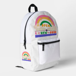 Öffnen eines neuen Buches Bedruckter Rucksack