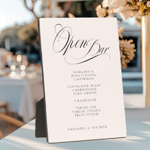 Öffnen Sie Bar! Moderne, Kalligraphie, Beige Fotoplatte