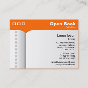Öffnen Sie Buch - orange FF6600 Visitenkarte