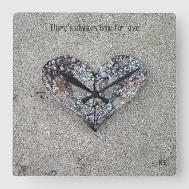 Öffnen Sie Herz-Muschel-Uhr Quadratische Wanduhr (Vorderseite)