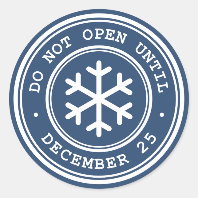 Öffnen Sie nicht, bis das blaue Weihnachtsgeschenk Runder Aufkleber (Vorderseite)