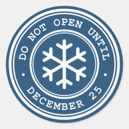 Öffnen Sie nicht, bis das blaue Weihnachtsgeschenk Runder Aufkleber