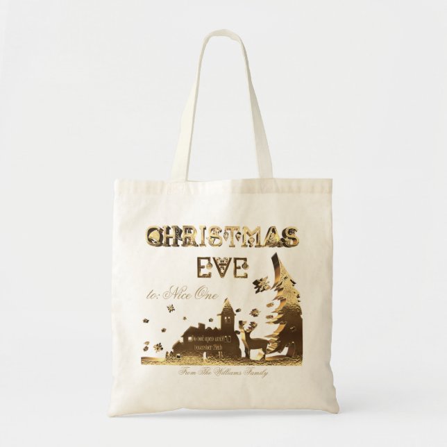 Öffnen Sie nicht bis Weihnachten Abend Geschenke T Tragetasche (Vorne)