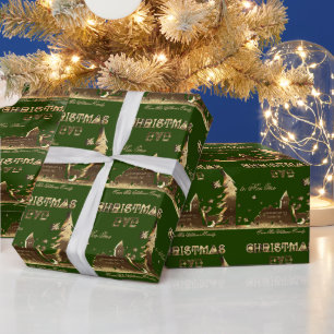 Öffnen Sie nicht bis Weihnachten Eve Gold Green Geschenkpapier